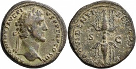 Antoninus Pius, 138-161. Sestertius (Orichalcum, 33 mm, 28.46 g, 12 h), Rome, 140-143. ANTONINVS AVG PIVS P P TR P COS III Laureate head of Antoninus ...