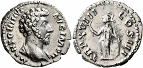 Marcus Aurelius, 161-180. Denarius (Silver, 19 mm, 3.49 g, 12 h), Rome, 163-164. M ANTONINVS AVG IMP II Bare head of Marcus Aurelius to right, with sl...