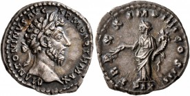 Marcus Aurelius, 161-180. Denarius (Silver, 18 mm, 3.40 g, 12 h), Rome, 166. M ANTONINVS AVG ARM PARTH MAX Laureate head of Marcus Aurelius to right. ...