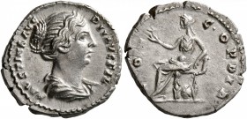 Faustina Junior, Augusta, 147-175. Denarius (Silver, 18 mm, 3.18 g, 6 h), Rome. FAVSTINA AVG PII AVG FIL Draped bust of Faustina Junior to right. Rev....