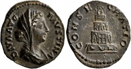 Diva Faustina Junior, died 175/6. Denarius (Silver, 18 mm, 3.33 g, 7 h), Rome, 176-180. DIVA AVG FAVSTINA Veiled and draped bust of Diva Faustina Juni...
