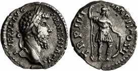 Lucius Verus, 161-169. Denarius (Silver, 17 mm, 3.23 g, 6 h), Rome, 163-164. L VERVS AVG ARMENIACVS Laureate head of Lucius Verus to right. Rev. TR P ...