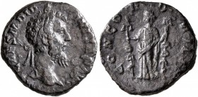 Didius Julianus, 193. Denarius (Silver, 16 mm, 2.27 g, 11 h), Rome. IMP CAES M DID IVLIAN AVG Laureate head of Didius Julianus to right. Rev. CONCORD ...