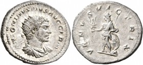 Caracalla, 198-217. Antoninianus (Silver, 22-24 mm, 5.44 g, 5 h), Rome, 215-217. ANTONINVS PIVS AVG GERM Radiate, draped and cuirassed bust of Caracal...