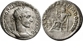 Macrinus, 217-218. Antoninianus (Silver, 21 mm, 5.16 g, 1 h), Rome, spring-summer 217. IMP C M OPEL SEV MACRINVS AVG Radiate and cuirassed bust of Mac...