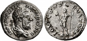 Macrinus, 217-218. Denarius (Silver, 19 mm, 3.20 g, 12 h), Rome, summer 217-early 218. IMP C M OPEL SEV MACRINVS AVG Laureate, draped and cuirassed bu...