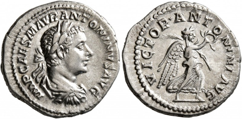 Elagabalus, 218-222. Denarius (Silver, 19 mm, 3.72 g, 7 h), Rome. IMP CAES M AVR...