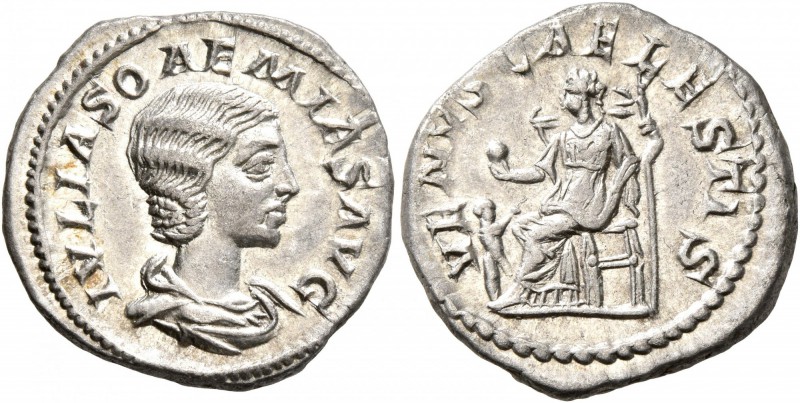 Julia Soaemias, Augusta, 218-222. Denarius (Silver, 20 mm, 3.37 g, 6 h), Rome, 2...