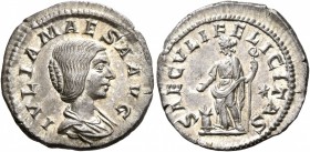 Julia Maesa, Augusta, 218-224/5. Denarius (Silver, 20 mm, 3.10 g, 12 h), Rome, 220-222. IVLIA MAESA AVG Draped bust of Julia Maesa to right. Rev. SAEC...