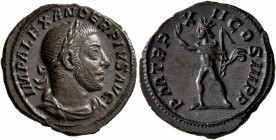 Severus Alexander, 222-235. Denarius (Silver, 19 mm, 3.00 g, 1 h), Rome, 233. IMP ALEXANDER PIVS AVG Laureate, draped and cuirassed bust of Severus Al...