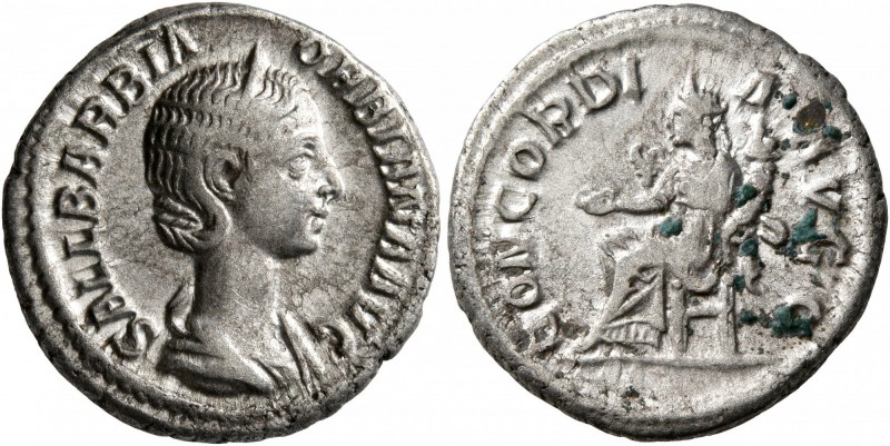 Orbiana, Augusta, 225-227. Denarius (Silver, 19 mm, 3.28 g, 7 h), Rome. SALL BAR...