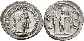 Maximinus I, 235-238. Denarius (Silver, 22 mm, 3.25 g, 8 h), Rome, 235. IMP MAXIMINVS PIVS AVG Laureate, draped and cuirassed bust of Maximinus I to r...