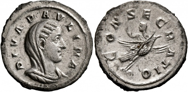 Diva Paulina, died before 235. Denarius (Silver, 20 mm, 1.90 g, 7 h), Rome. DIVA...