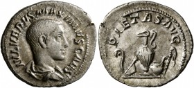 Maximus, Caesar, 235/6-238. Denarius (Silver, 20 mm, 3.02 g, 12 h), Rome, 236-238. IVL VERVS MAXIMVS CAES Bare-headed and draped bust of Maximus to ri...