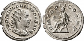 Philip I. Antoninianus (Silver, 23 mm, 3.91 g, 6 h), Rome, 245. IMP M IVL PHILIPPVS AVG Radiate, draped and cuirassed bust of Philip I to right, seen ...