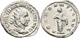 Trajan Decius, 249-251. Antoninianus (Silver, 23 mm, 4.49 g, 7 h), Rome. IMP C M Q TRAIANVS DECIVS AVG Radiate and cuirassed bust of Trajan Decius to ...