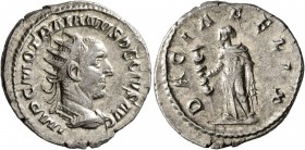 Trajan Decius, 249-251. Antoninianus (Silver, 22 mm, 4.15 g, 7 h), Rome. IMP C M Q TRAIANVS DECIVS AVG Radiate and cuirassed bust of Trajan Decius to ...