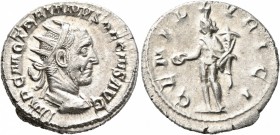Trajan Decius, 249-251. Antoninianus (Silver, 21 mm, 3.94 g, 12 h), Rome. IMP C M Q TRAIANVS DECIVS AVG Radiate cuirassed bust of Trajan Decius to rig...