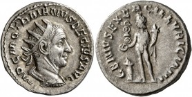 Trajan Decius, 249-251. Antoninianus (Silver, 21 mm, 4.30 g, 12 h), Rome. IMP C M Q TRAIANVS DECIVS AVG Radiate and cuirassed bust of Trajan Decius to...