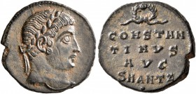 Constantine I, 307/310-337. Follis (Bronze, 17 mm, 2.44 g, 11 h), Antiochia, 324-325. Laureate head of Constantine I to right. Rev. CONSTAN/TINVS / AV...