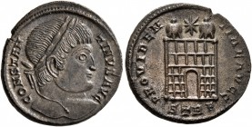 Constantine I, 307/310-337. Follis (Bronze, 19 mm, 2.58 g, 1 h), Treveri, 327-328. CONSTANTINVS AVG Laureate head of Constantine to right. Rev. PROVID...