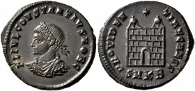 Constantius II, as Caesar, 324-337. Follis (Bronze, 20 mm, 2.67 g, 12 h), Cyzicus, 324-325. FL IVL CONSTANTIVS NOB C Laureate, draped and cuirassed bu...