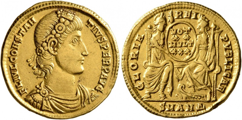Constantius II, 337-361. Solidus (Gold, 21 mm, 4.46 g, 6 h), Antiochia, 347-355....