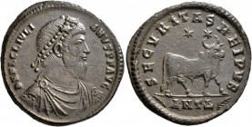 Julian II, 360-363. Follis (Bronze, 28 mm, 8.70 g, 12 h), Antiochia, 361-363. D N FL CL IVLI-ANVS P F AVG Pearl-diademed, draped and cuirassed bust of...