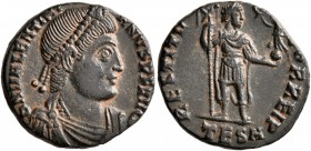 Valentinian I, 364-375. Follis (Bronze, 17 mm, 2.73 g, 6 h), Thessalonica, 364-367. D N VALENTINI-ANVS P F AVG Pearl-diademed, draped and cuirassed bu...
