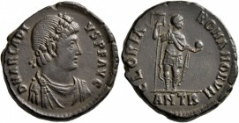 Arcadius, 383-408. Follis (Bronze, 22 mm, 6.26 g, 6 h), Antiochia, 392-395. D N ARCADIVS P F AVG Rosette-diademed, draped and cuirassed bust of Arcadi...