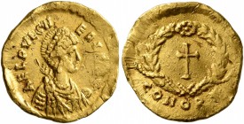 Aelia Pulcheria, Augusta, 414-453. Tremissis (Gold, 13 mm, 1.50 g, 6 h), Constantinopolis, 420-450/3. AELIA PVLCH-ERIA AVG Pearl-diademed, draped and ...