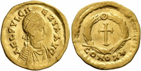 Aelia Pulcheria, Augusta, 414-453. Tremissis (Gold, 15 mm, 1.27 g, 12 h), Constantinopolis, 420-450/3. AELIA PVLCH-ERIA AVG Pearl-diademed, draped and...