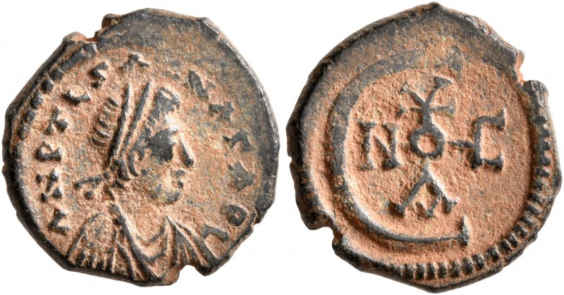 Justinian I, 527-565. Pentanummium (Bronze, 15 mm, 2.48 g, 11 h), Theoupolis (An...