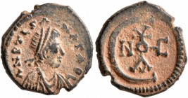 Justinian I, 527-565. Pentanummium (Bronze, 15 mm, 2.48 g, 11 h), Theoupolis (Antiochia), 560-565. ΛNPTCSΛNΛΓΑΟΙ Diademed, draped, and cuirassed bust ...