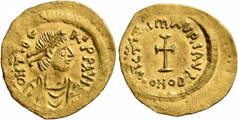 Maurice Tiberius, 582-602. Tremissis (Gold, 17 mm, 1.29 g, 7 h), Constantinopoli...