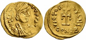 Heraclius, 610-641. Tremissis (Gold, 17 mm, 1.44 g, 7 h), Constantinopolis. δ N ҺЄRACLIЧS T P P AV Diademed, draped and cuirassed bust of Heraclius to...