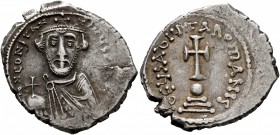 Constans II, 641-668. Hexagram (Silver, 24 mm, 6.65 g, 5 h), Constantinopolis, 647/8. δ N CONSTANTINЧS P P AV Crowned and draped bust of Constans II f...