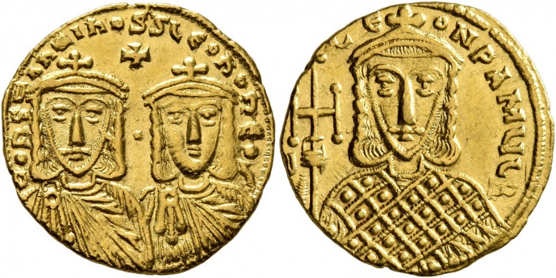Constantine V Copronymus, with Leo IV, 741-775. Solidus (Gold, 20 mm, 4.48 g, 5 ...