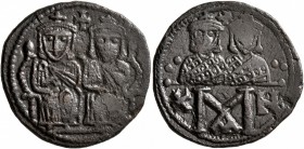 Leo IV the Khazar, with Constantine VI, 775-780. Follis (Bronze, 24 mm, 5.99 g, 7 h), Constantinopolis. Crowned and draped figures of Leo IV and Const...
