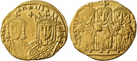 Constantine VI &amp; Irene, 780-797. Solidus (Gold, 20 mm, 4.43 g, 7 h), Constantinopolis. [CONҺSTA]ҺTI' CA SI' Δ' Crowned busts of Constantine VI, be...