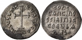 Constantine VI &amp; Irene, 780-797. Miliaresion (Silver, 22 mm, 2.21 g, 12 h), Constantinopolis. IҺSЧS XRISTЧS ҺICA Cross potent set on three steps. ...