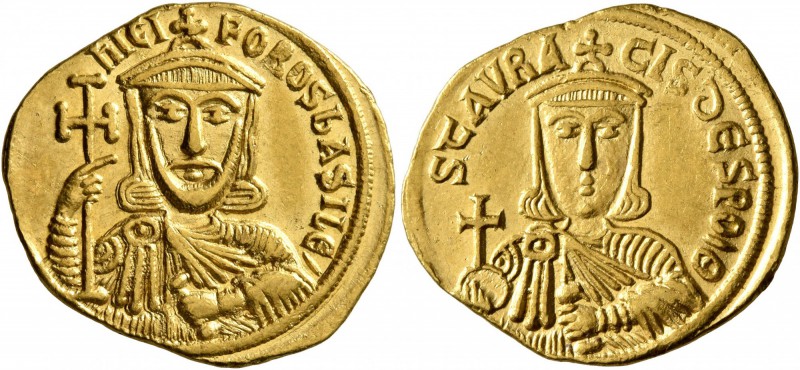 Nicephorus I, with Stauracius, 802-811. Solidus (Gold, 22 mm, 4.44 g, 6 h), Cons...