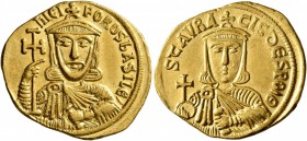Nicephorus I, with Stauracius, 802-811. Solidus (Gold, 22 mm, 4.44 g, 6 h), Constantinopolis. nICIFOROS b'ASILЄ Crowned and draped bust of Nicephorus ...