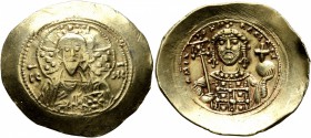 Michael VII Ducas, 1071-1078. Histamenon (Electrum, 29 mm, 4.35 g, 6 h), Constantinopolis. Bust of Christ Pantokrator facing, raising his right hand i...