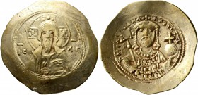 Michael VII Ducas, 1071-1078. Histamenon (Gold, 27 mm, 4.30 g, 6 h), Constantinopolis. Bust of Christ Pantokrator facing, raising his right hand in be...