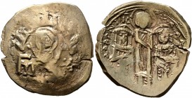 Andronicus II Palaeologus, with Andronicus III, 1282-1328. Hyperpyron (Electrum, 23 mm, 4.34 g, 6 h), Constantinopolis. Bust of Virgin Mary, orans, wi...