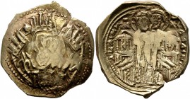 Andronicus II Palaeologus, with Andronicus III, 1282-1328. Hyperpyron (Electrum, 24 mm, 3.99 g, 6 h), Constantinopolis. Bust of Virgin Mary, orans, wi...