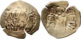 Andronicus II Palaeologus, with Andronicus III, 1282-1328. Hyperpyron (Electrum, 24 mm, 4.24 g, 6 h), Constantinopolis. Bust of Virgin Mary, orans, wi...