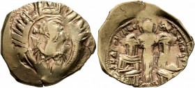 Andronicus II Palaeologus, with Andronicus III, 1282-1328. Hyperpyron (Electrum, 24 mm, 4.10 g, 6 h), Constantinopolis. Bust of Virgin Mary, orans, wi...