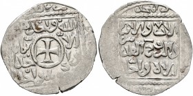 CRUSADERS. Christian Arabic Dirhams. Dirham (Silver, 22 mm, 2.67 g, 10 h), Akka (Acre), 1251. Cross patt&#233;e in center; in fields, 'one God, one fa...